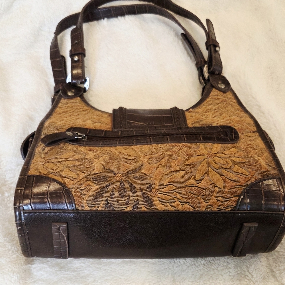 Chic Western Style Brown and Tan Tapestry Bag - Picture 7 of 8